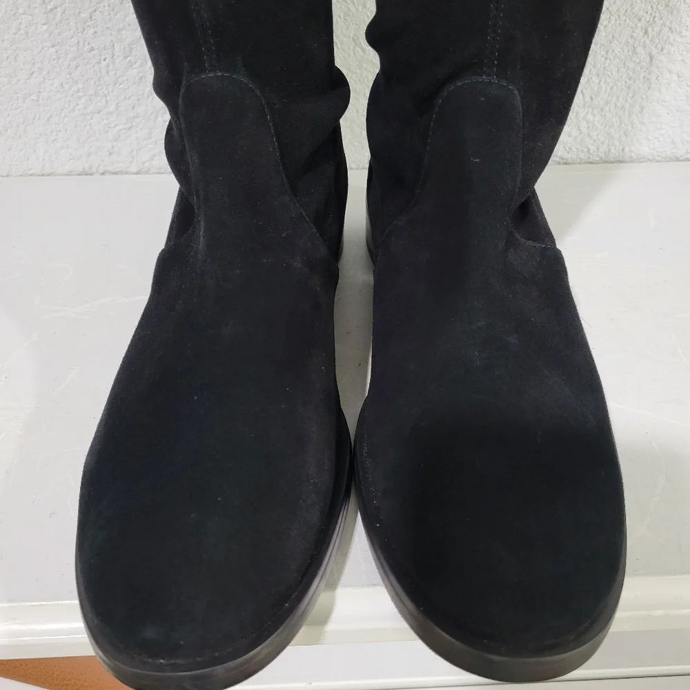 Stuart Weitzman Jocey Stretch Suede OTK Boots Black Size 8 US S0741 New!